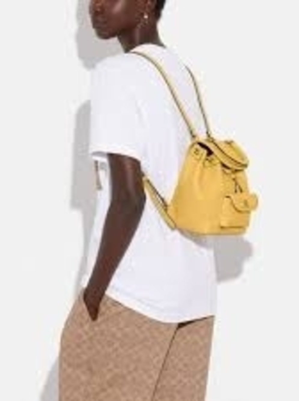 Coach Riya 21 Pebbled Leather Mini Backpack, Hay/Pale Yellow, Like New - Picture 12 of 13